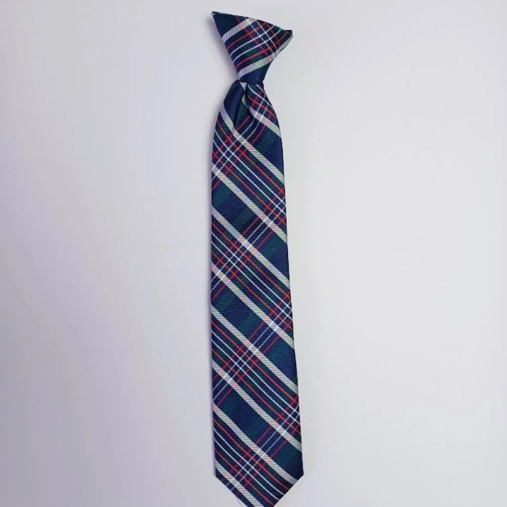 Chaps Kid's Clip-On Tie - Plaid - One Size - EUC